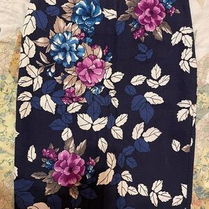 Ann Taylor Navy Floral Pencil Skirt